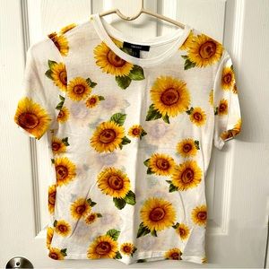 Forever 21 Sunflower White T Shirt Top Small